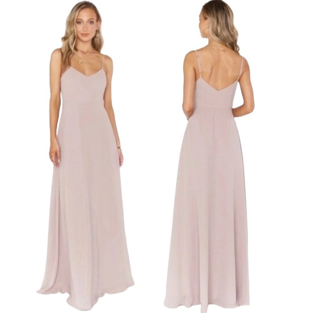 Show Me Your MuMu Faith Maxi Dress Size Large Soft Beige Crisp Chiffon Lined